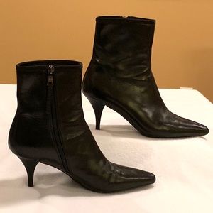 Prada Black Leather Booties Size 36.5 (6.5 US)